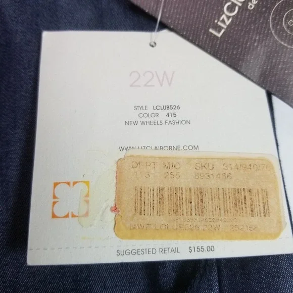 NWT Liz Claiborne Denim Jacket 3 Button Front Women Career 22W Stretch - Picture 10 of 13